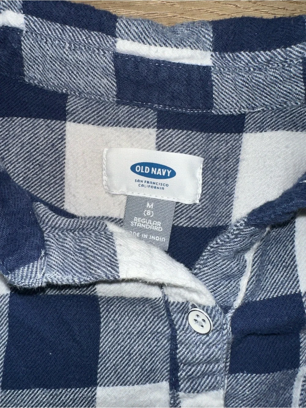 Old Navy Navy and White Plaid Button-Down Kids Shirt